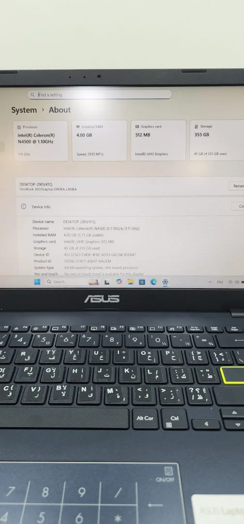 لابتوب asus  استعمال خفيف جدا ((مكفووول ))  مع جميع اغراضه للبيع ممتاز  للاعمال