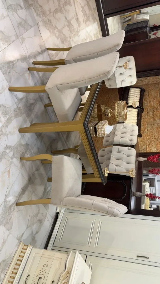طاولة سفره 6 كراسي 🪑Full modern ✅راقيه و مميزه جداً 🤍✨خشب زان 🪵 بالكامل ✅ استعمال