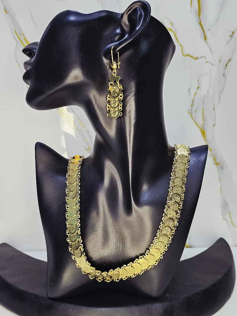 💛 سنسال ليرات + حلق ليرات – ذهب إيطالي فاخر 💛لمسة أناقة جاهزة تضيف لمعّة ملو