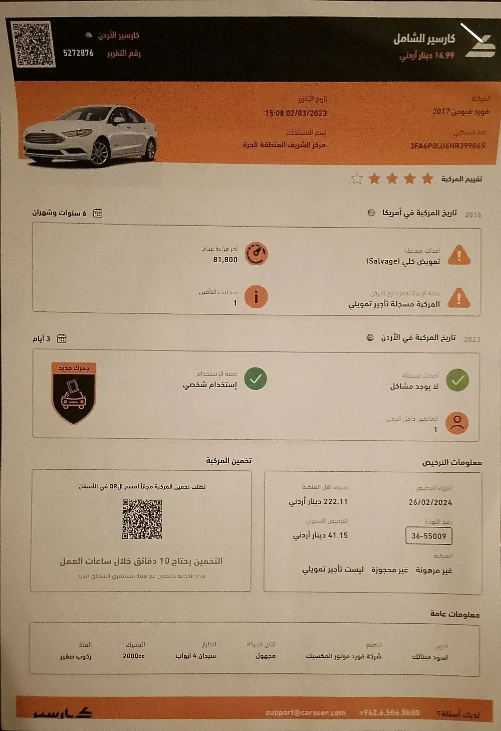 فورد فيوجن 2017 لون اسود