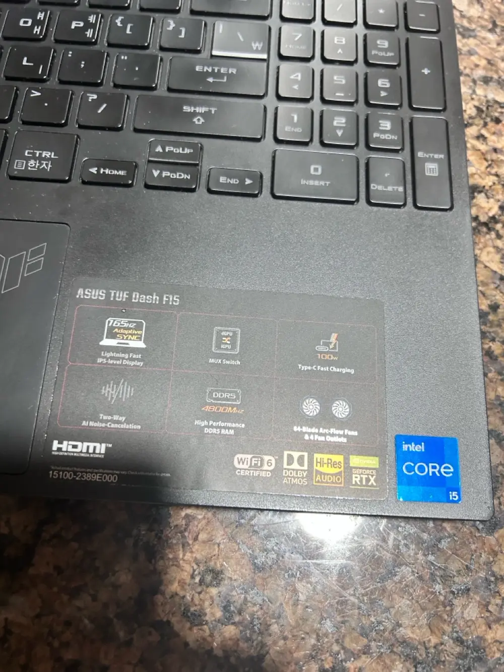 ASUS TUF F15 laptop مواصفات عالية gaming
