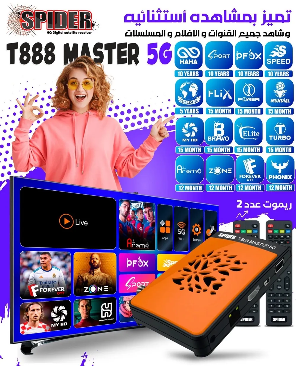 تشكيلة كبيرة وحديثة من رسيفرات Spider الأقوى في مجال البث الفضائي والتلفزيوني