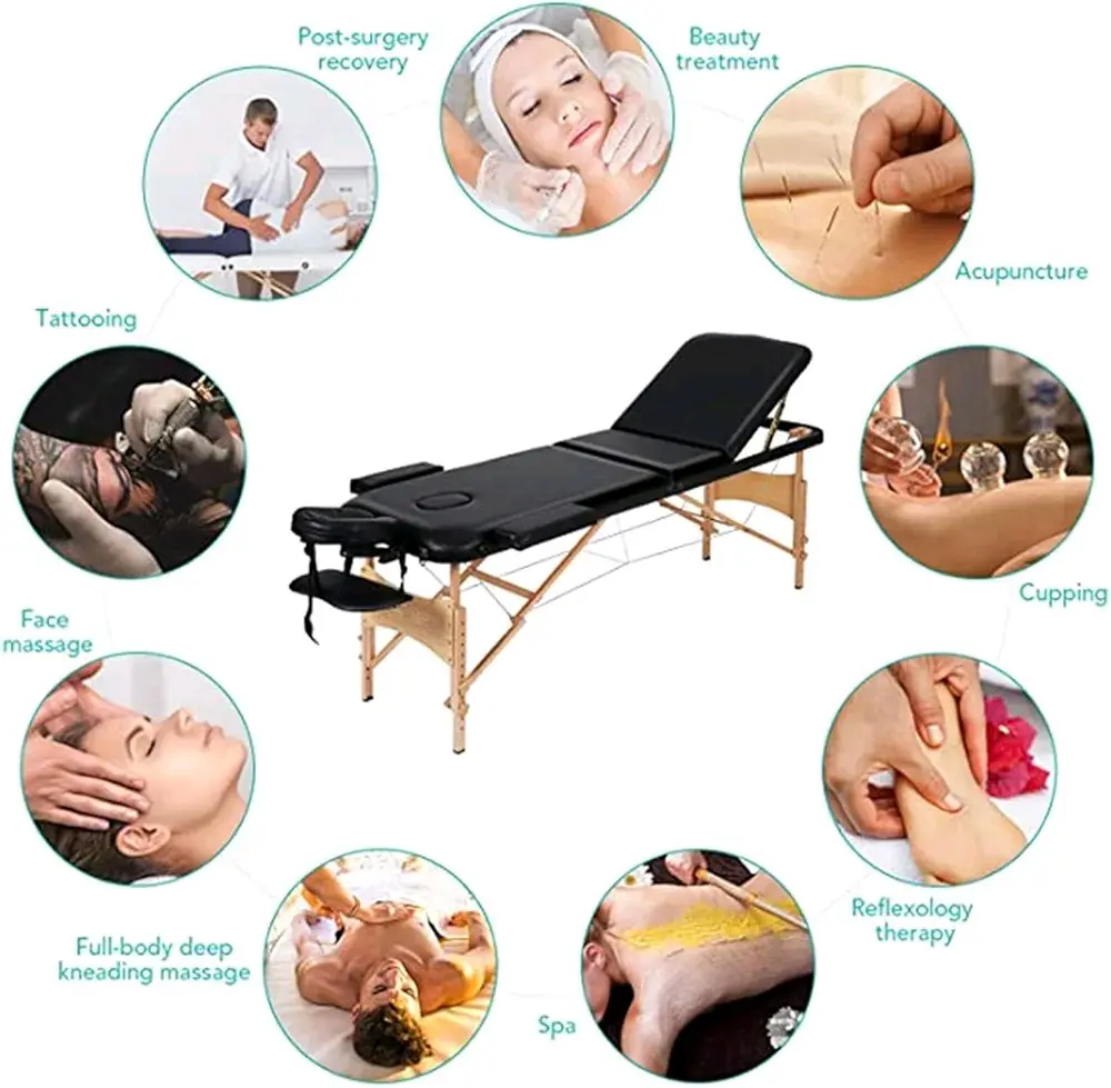 سرير مساج وعلاج طبيعي متنقل نخب اول وقوي"ارجل وسطح من خشب الزان "