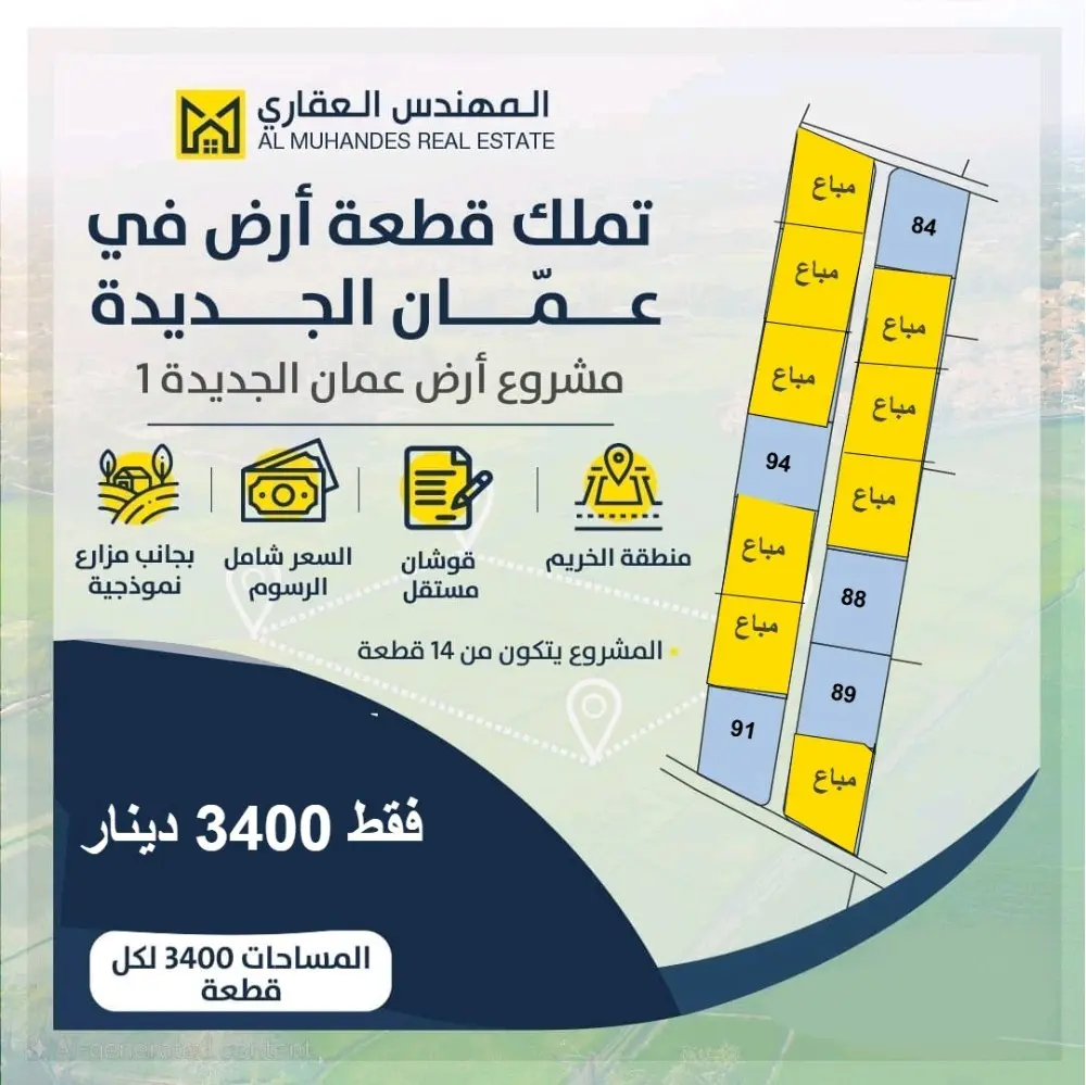 عرض اخر السنة  متر الارض فقط بدينار واحد لا غير