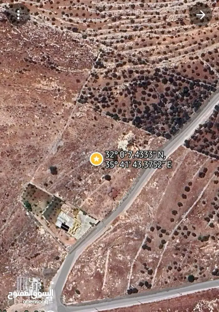 أرض للبيع في السلط( بطنة حوض أم رمانة)، تصلح لبناء مزرعة او فيلا سكنية.