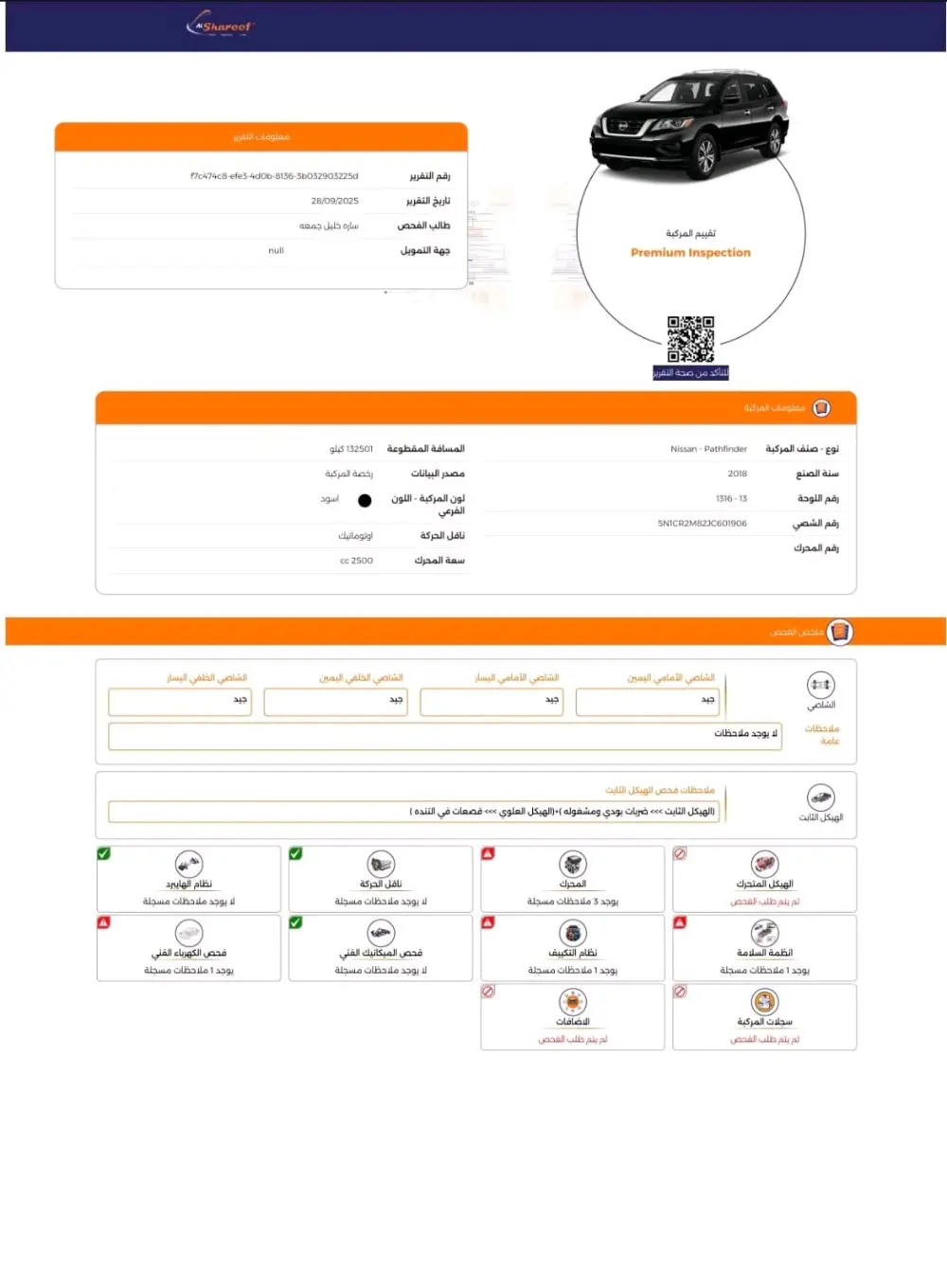 للبيع نيسان باثفيندر هايبرد 7 مقاعد موديل 2018 وارد الوكالة فحص كامل وترخيص سنه