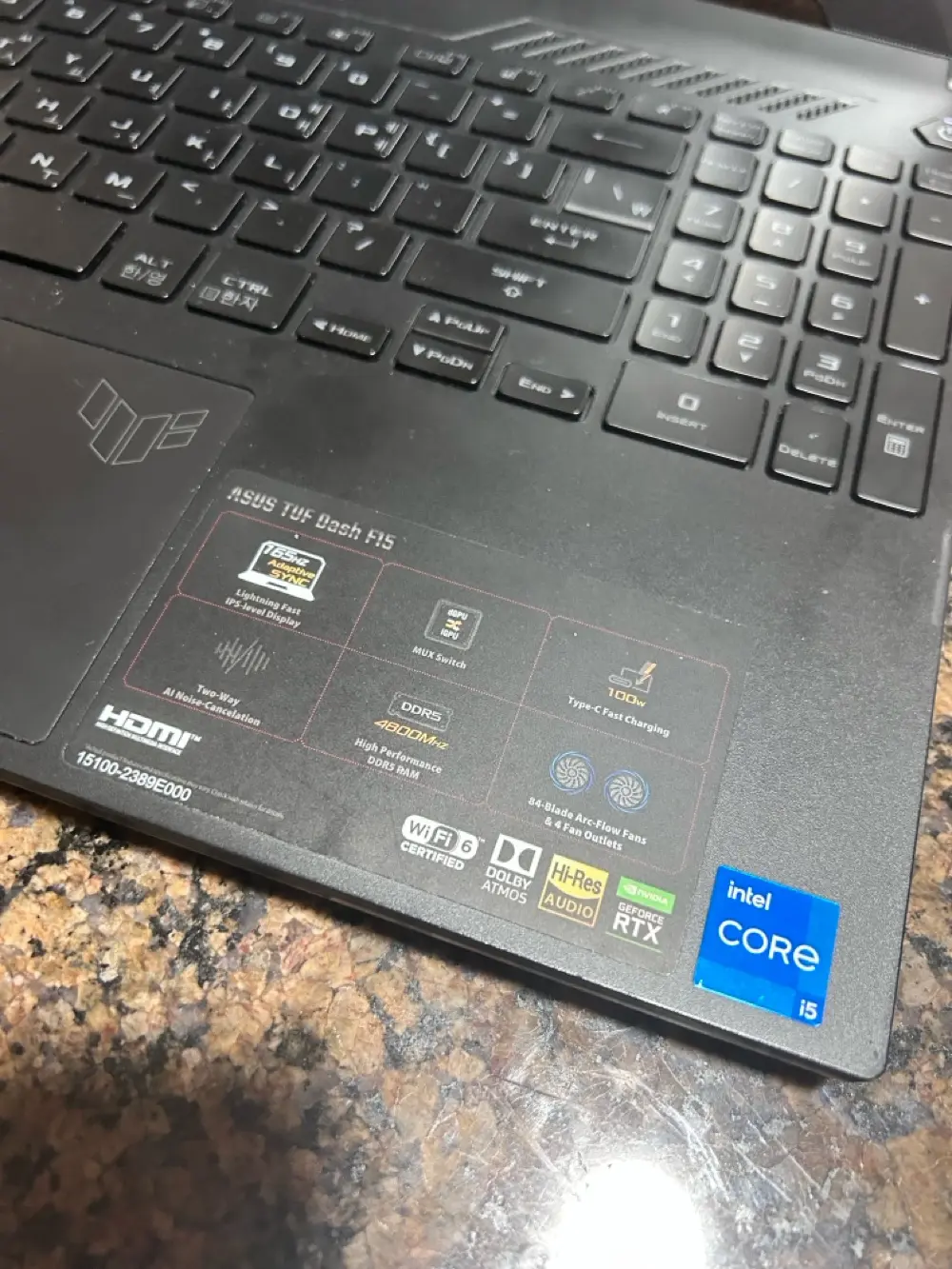 ASUS TUF F15 laptop مواصفات عالية gaming